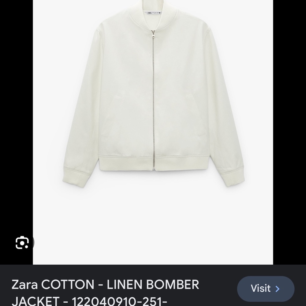 Zara Linen Bomber Jacket 90% cotton